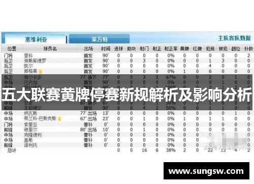 五大联赛黄牌停赛新规解析及影响分析